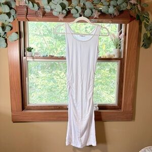 Twinth White Sleeveless Form Fitting Midi Dress Ruched Sides Womens Sz.XS Spring